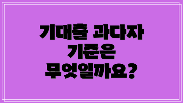 기대출 과다자 기준은 무엇일까요?