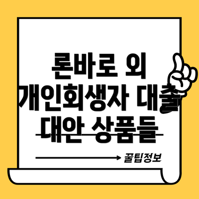론바로 외 개인회생자 대출 대안 상품들