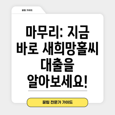 마무리: 지금 바로 새희망홀씨 대출을 알아보세요!