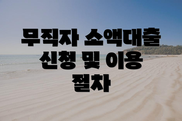 무직자 소액대출 신청 및 이용 절차