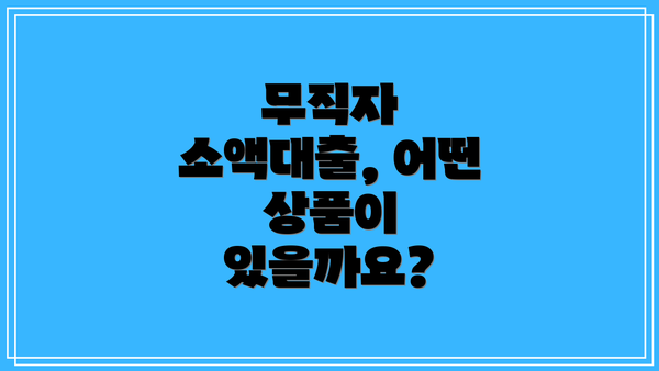 무직자 소액대출, 어떤 상품이 있을까요?