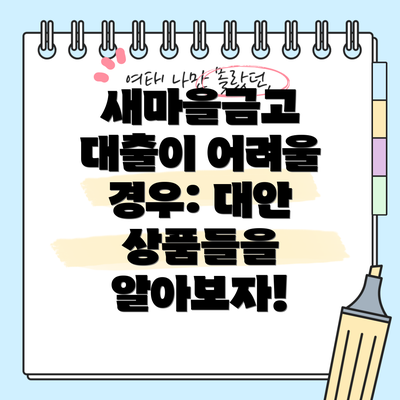 새마을금고 대출이 어려울 경우: 대안 상품들을 알아보자!