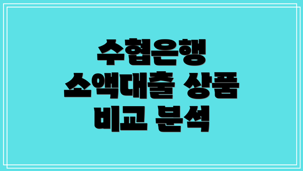 수협은행 소액대출 상품 비교 분석