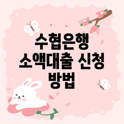 수협은행 소액대출 신청 방법