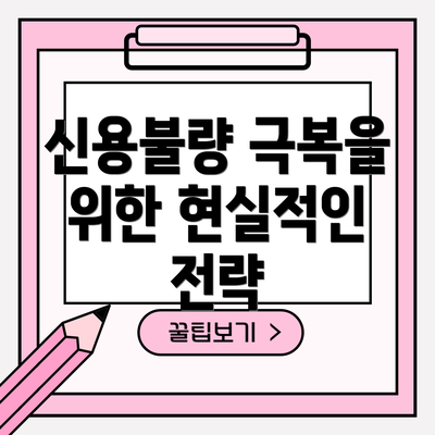 신용불량 극복을 위한 현실적인 전략