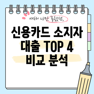 신용카드 소지자 대출 TOP 4 비교 분석