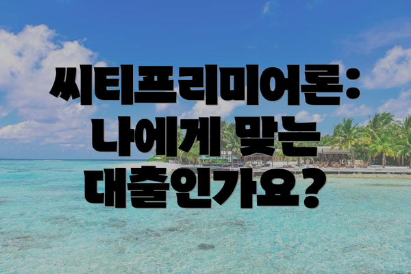 씨티프리미어론:  나에게 맞는 대출인가요?