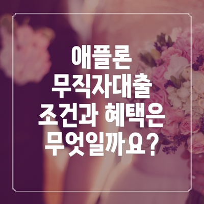 애플론 무직자대출 조건과 혜택은 무엇일까요?
