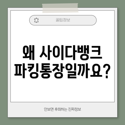 왜 사이다뱅크 파킹통장일까요?