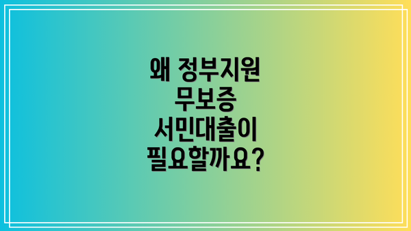 왜 정부지원 무보증 서민대출이 필요할까요?