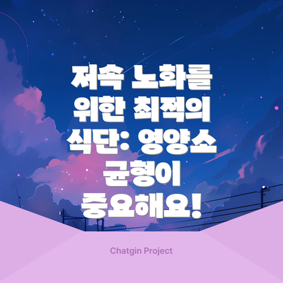 저속 노화를 위한 최적의 식단: 영양소 균형이 중요해요!