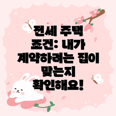 전세 주택 조건: 내가 계약하려는 집이 맞는지 확인해요!