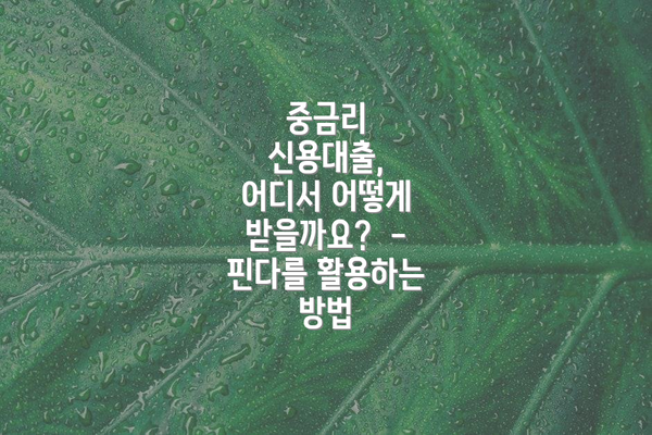 중금리 신용대출, 어디서 어떻게 받을까요?  - 핀다를 활용하는 방법