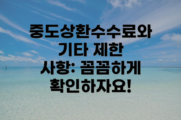 중도상환수수료와 기타 제한 사항: 꼼꼼하게 확인하자요!