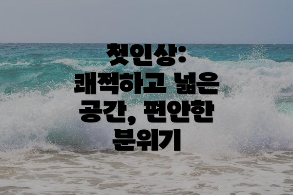 첫인상: 쾌적하고 넓은 공간, 편안한 분위기