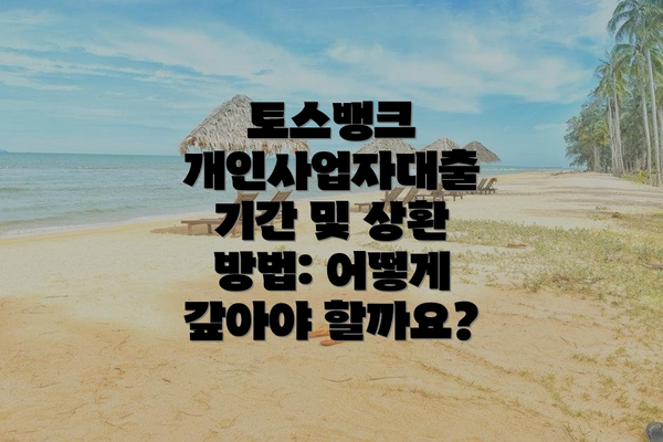 토스뱅크 개인사업자대출 기간 및 상환 방법: 어떻게 갚아야 할까요?