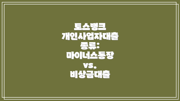 토스뱅크 개인사업자대출 종류: 마이너스통장 vs. 비상금대출