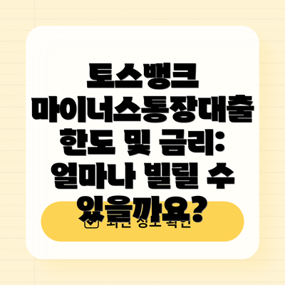 토스뱅크 마이너스통장대출 한도 및 금리: 얼마나 빌릴 수 있을까요?