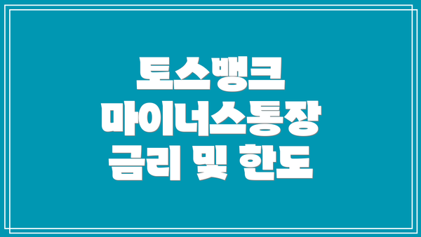 토스뱅크 마이너스통장 금리 및 한도