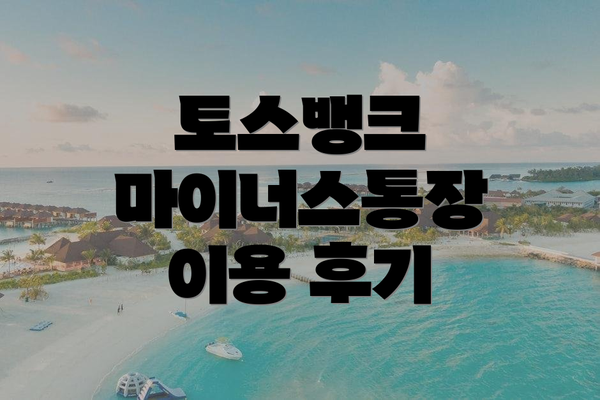 토스뱅크 마이너스통장 이용 후기