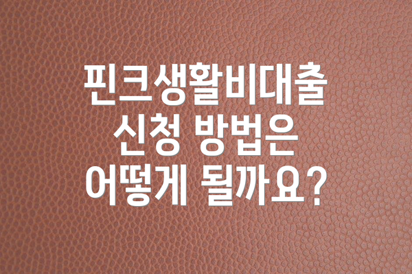 핀크생활비대출 신청 방법은 어떻게 될까요?