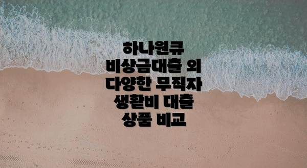 하나원큐 비상금대출 외 다양한 무직자 생활비 대출 상품 비교