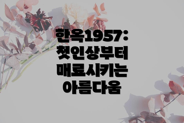 한옥1957: 첫인상부터 매료시키는 아름다움