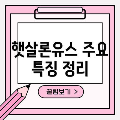 햇살론유스 주요 특징 정리