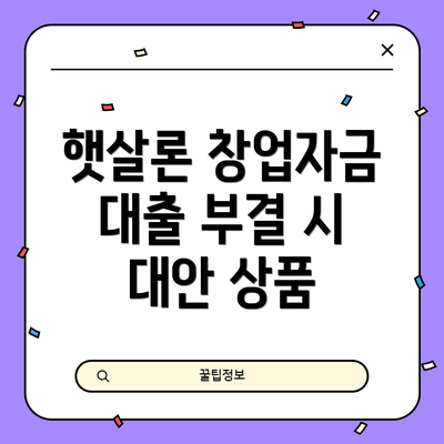 햇살론 창업자금 대출 부결 시 대안 상품
