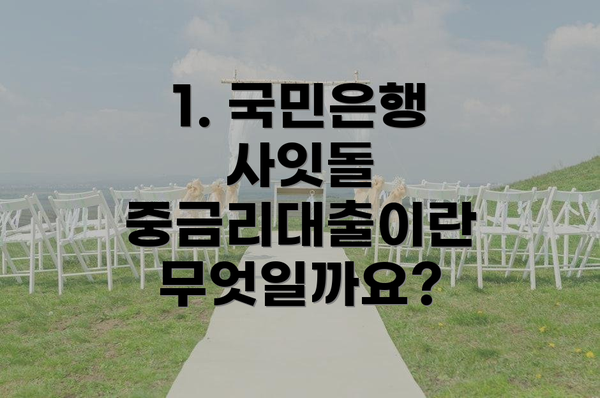 1. 국민은행 사잇돌 중금리대출이란 무엇일까요?
