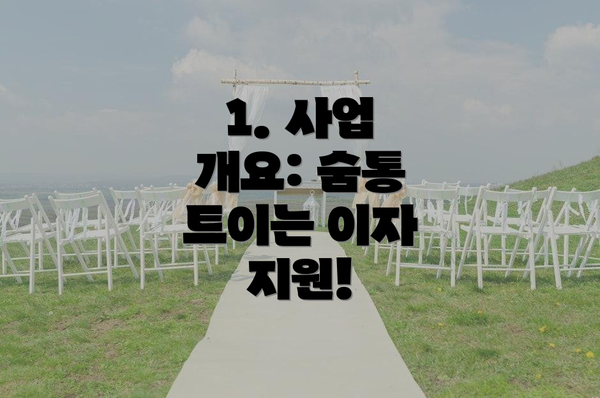1. 사업 개요: 숨통 트이는 이자 지원!