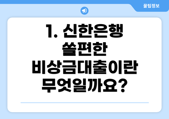 1. 신한은행 쏠편한 비상금대출이란 무엇일까요?