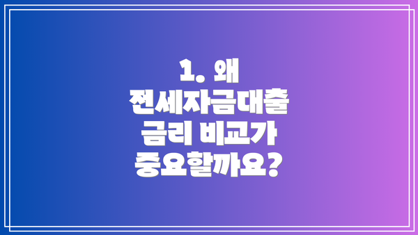 1. 왜 전세자금대출 금리 비교가 중요할까요?