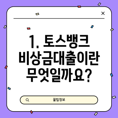1. 토스뱅크 비상금대출이란 무엇일까요?