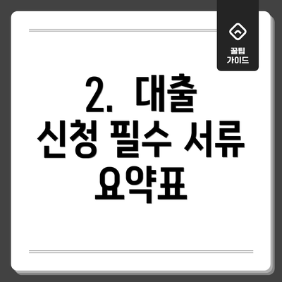 2.  대출 신청 필수 서류 요약표