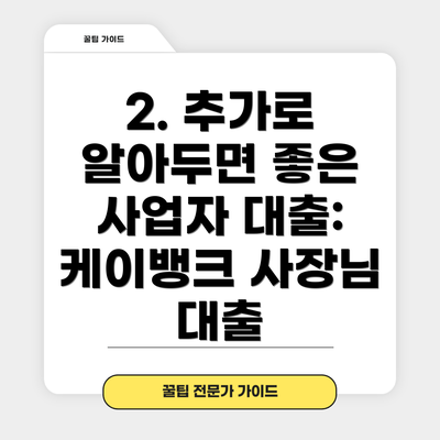 2. 추가로 알아두면 좋은 사업자 대출: 케이뱅크 사장님 대출