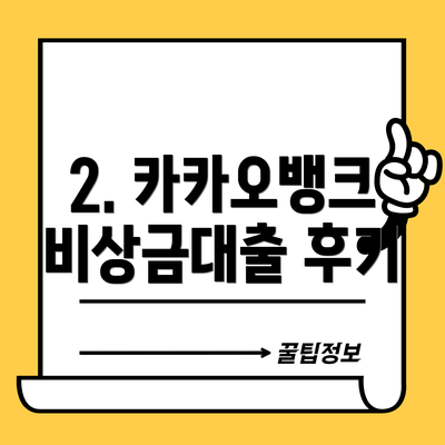 2. 카카오뱅크 비상금대출 후기