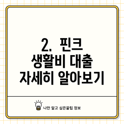 2.  핀크 생활비 대출 자세히 알아보기