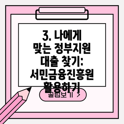 3. 나에게 맞는 정부지원 대출 찾기: 서민금융진흥원 활용하기
