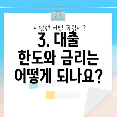 3. 대출 한도와 금리는 어떻게 되나요?