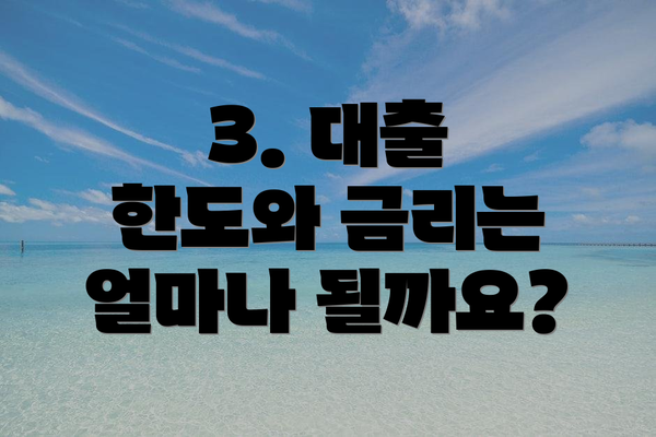 3. 대출 한도와 금리는 얼마나 될까요?