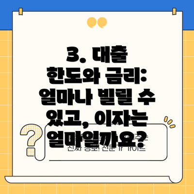 3. 대출 한도와 금리: 얼마나 빌릴 수 있고, 이자는 얼마일까요?