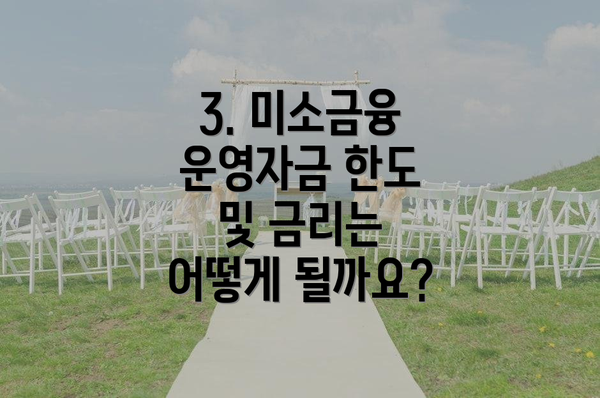 3. 미소금융 운영자금 한도 및 금리는 어떻게 될까요?