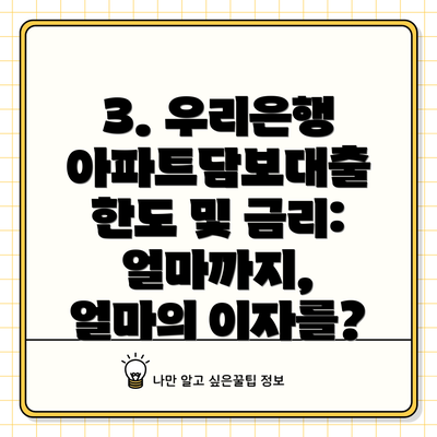 3. 우리은행 아파트담보대출 한도 및 금리: 얼마까지, 얼마의 이자를?