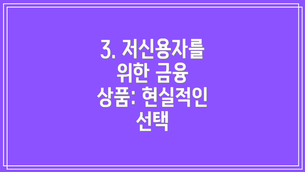 3. 저신용자를 위한 금융 상품: 현실적인 선택