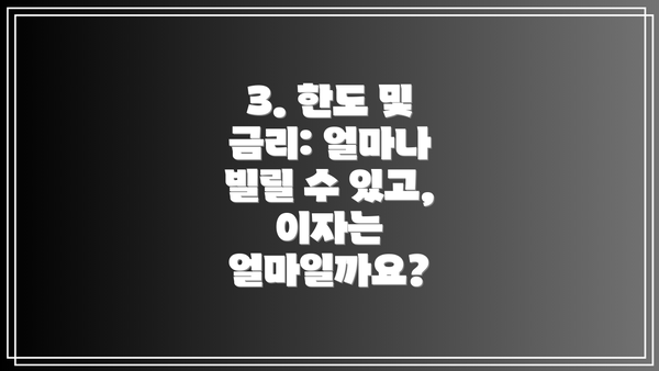 3. 한도 및 금리: 얼마나 빌릴 수 있고, 이자는 얼마일까요?
