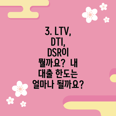 3. LTV, DTI, DSR이 뭘까요?  내 대출 한도는 얼마나 될까요?