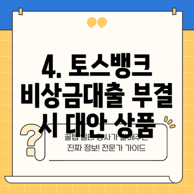 4. 토스뱅크 비상금대출 부결 시 대안 상품