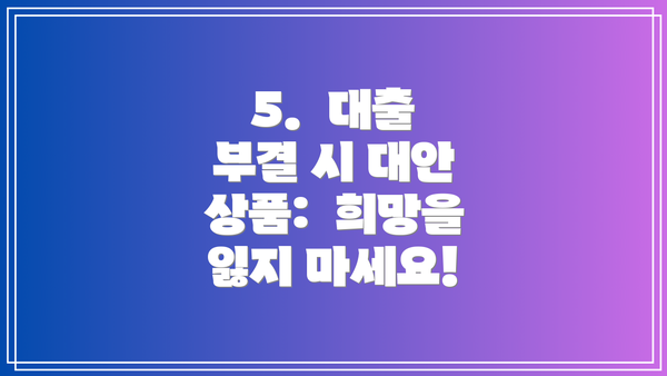 5.  대출 부결 시 대안 상품:  희망을 잃지 마세요!