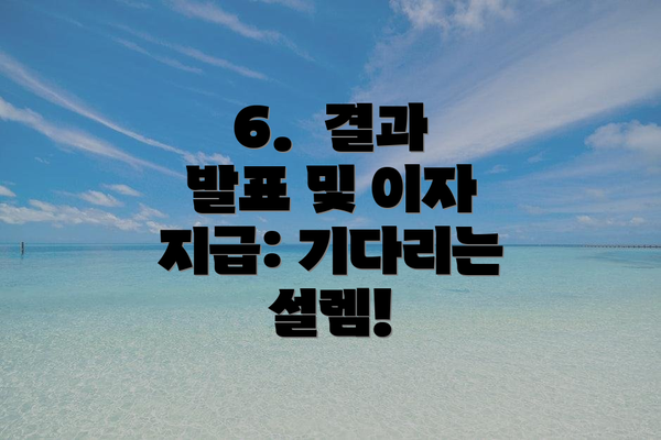 6.  결과 발표 및 이자 지급: 기다리는 설렘!